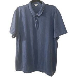 James Perse Polo Shirt Men 5 XXL Blue Golf Supima Cotton Preppy Short Sleeve USA